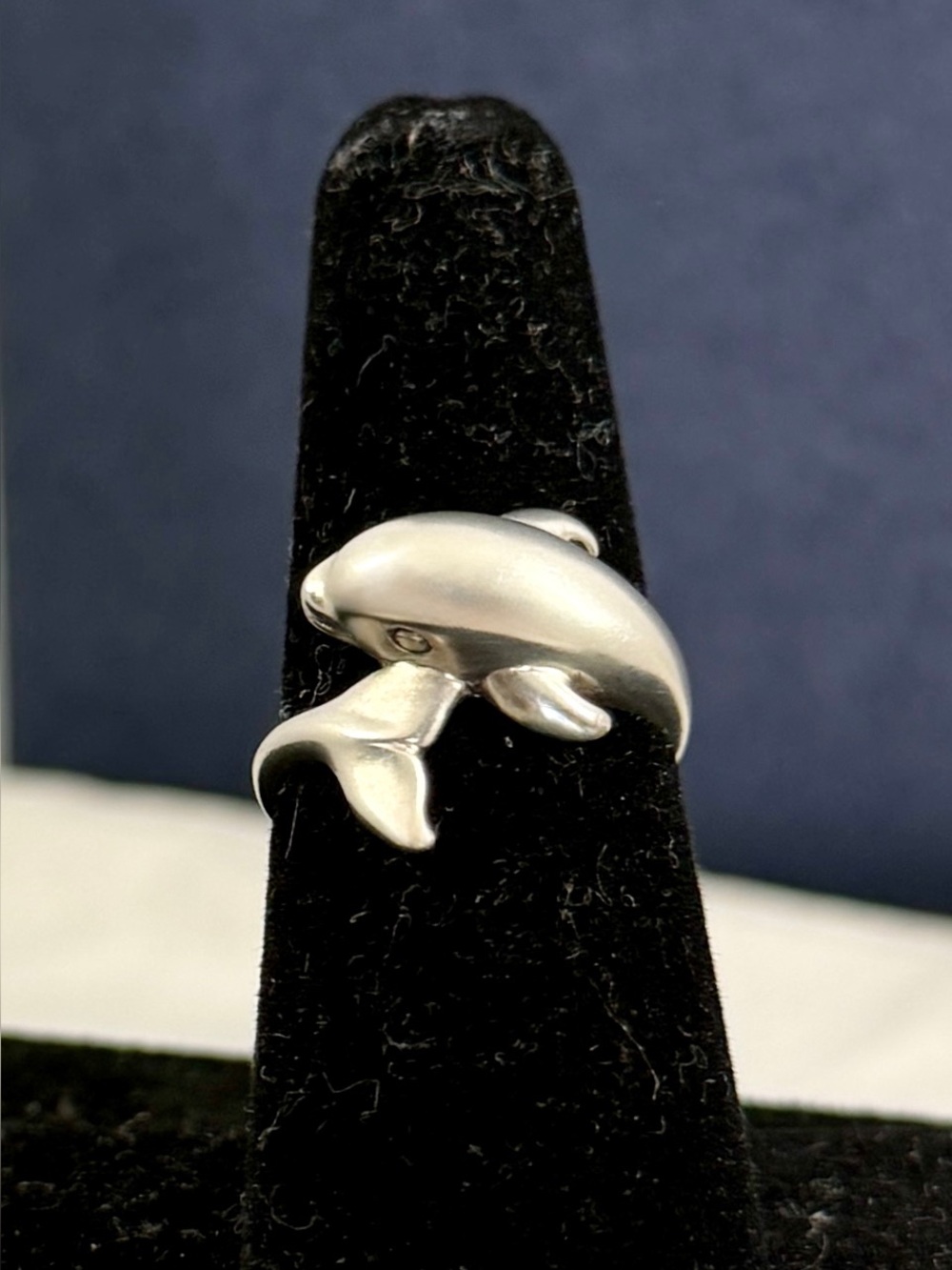 KABANA Vintage Sterling Silver Dolphin Wrap Bypass Ring; SIZE 6.75